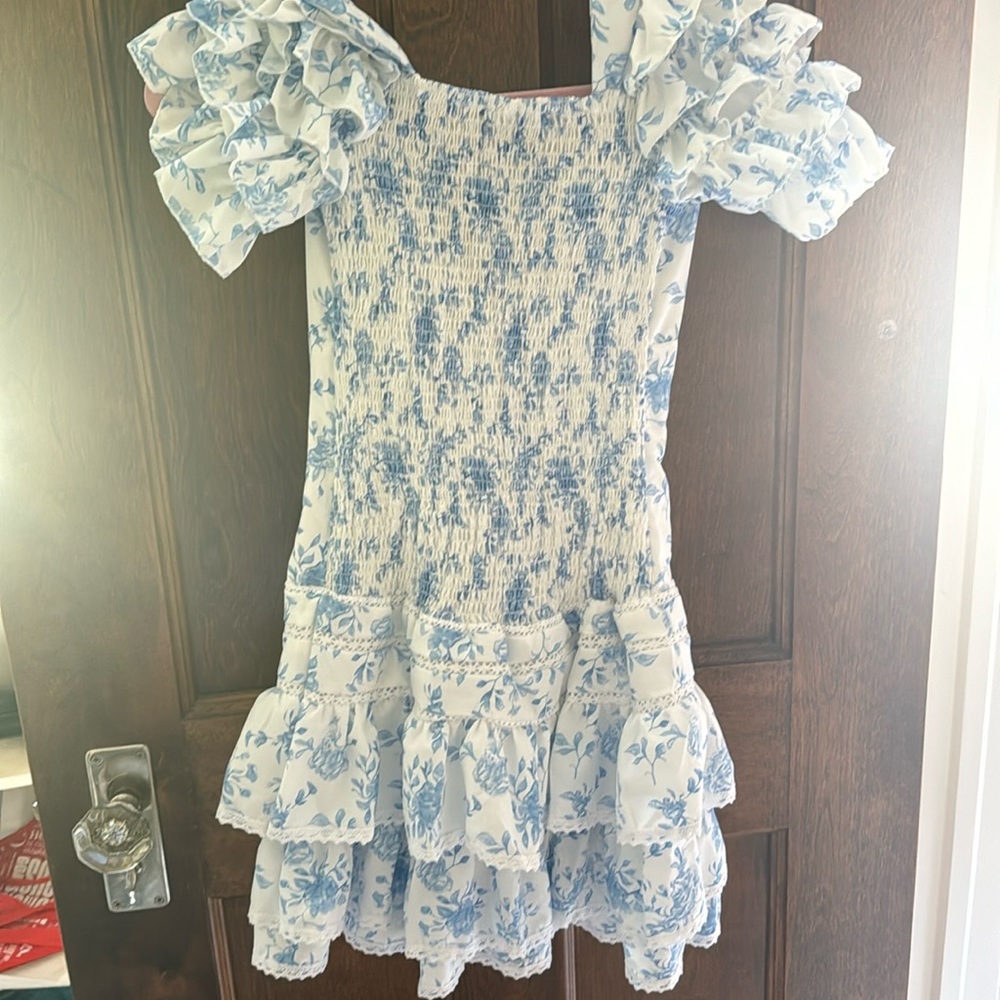 Blue floral print coastal dress!